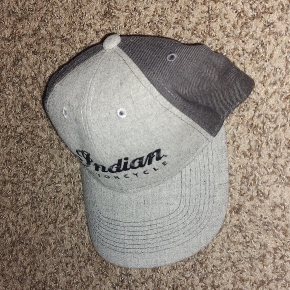 Indian Motorcycle Script Logo Gray Flat Bill Trucker Hat Cap - Picture 3 of 9